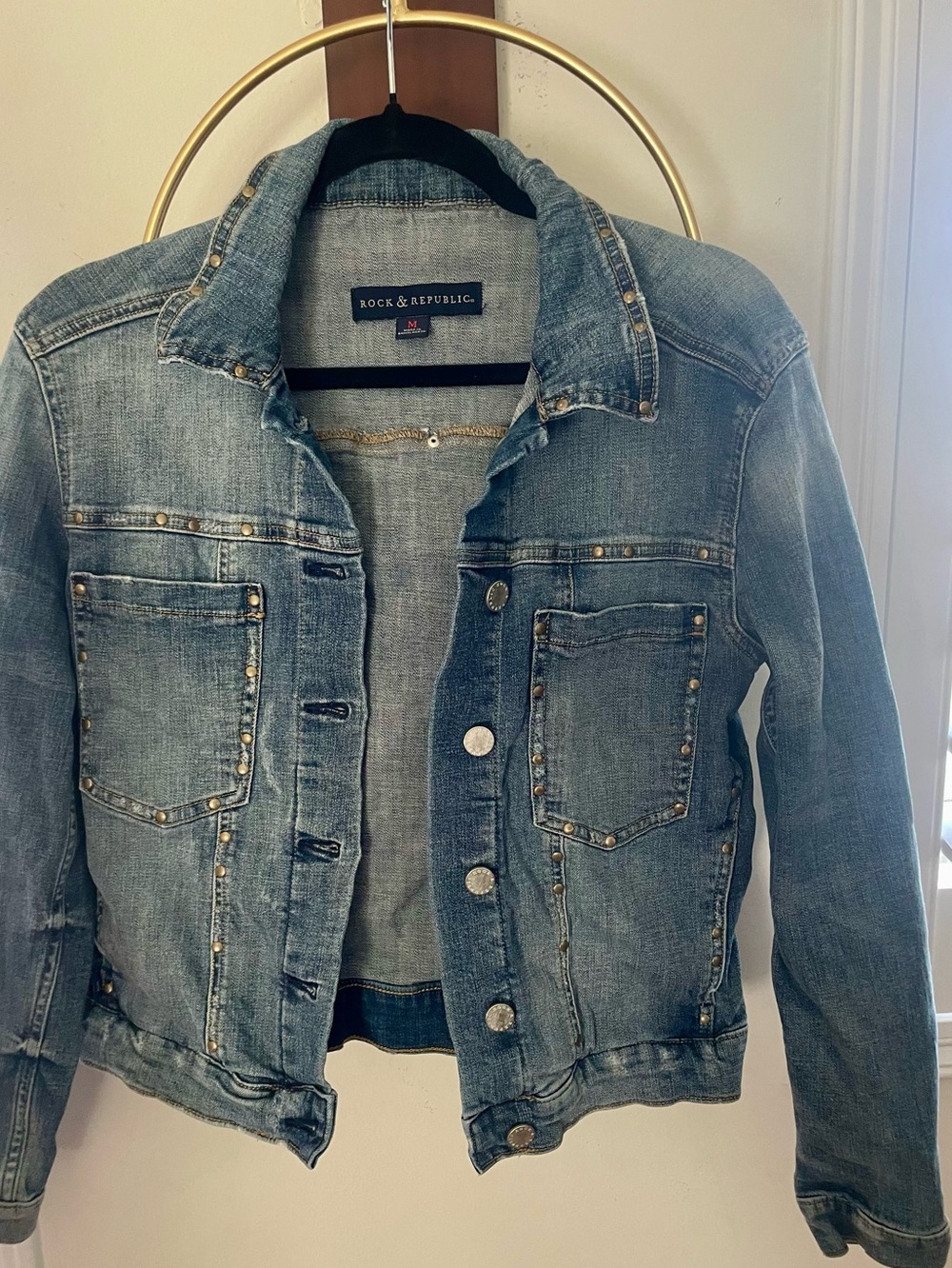 Rock & Republic Medium Wash Studded Denim Jacket